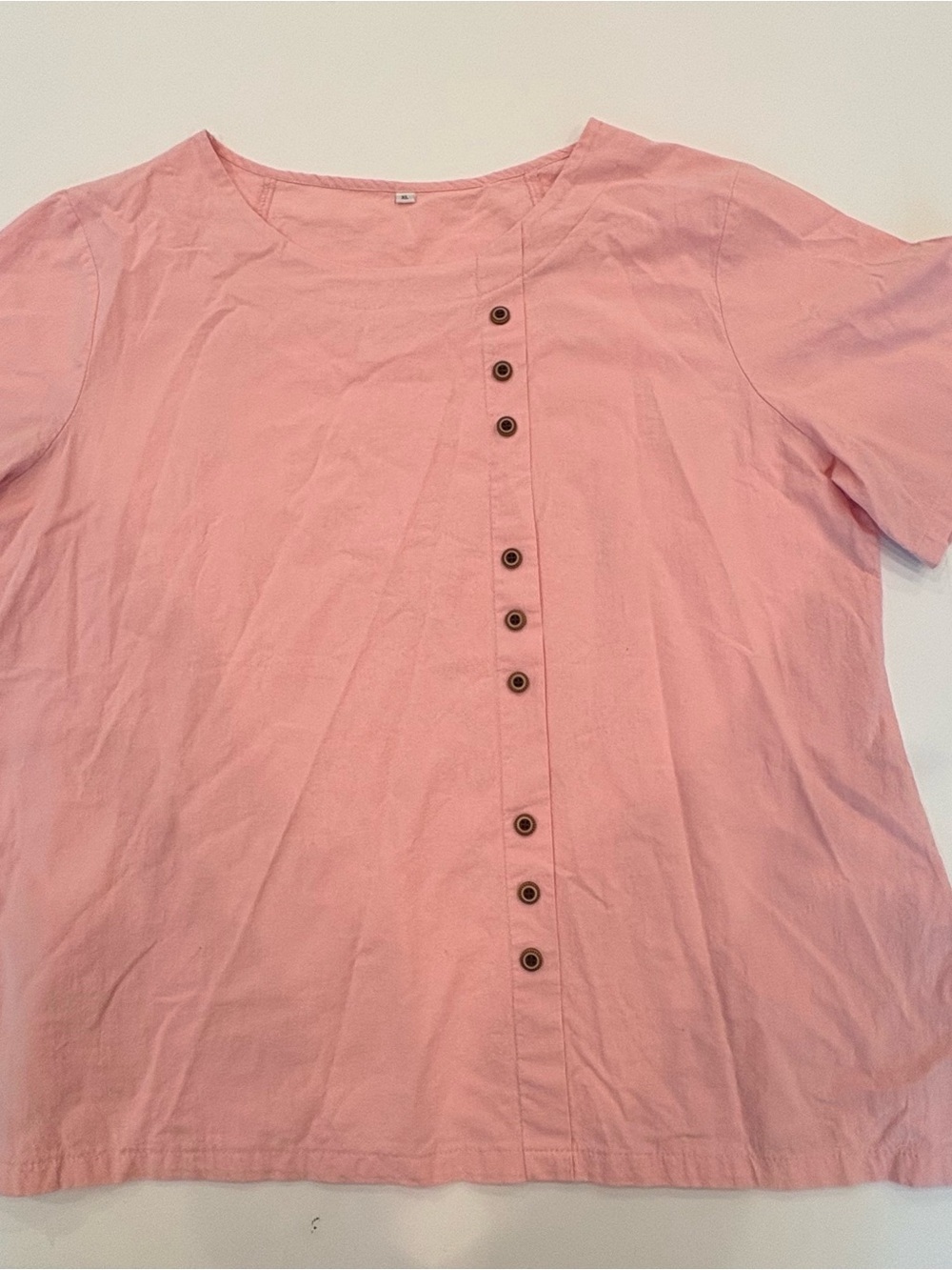 Women's Pink Button-Accent Blouse-XL-beach - summer-casual-boho-cottage-coastal